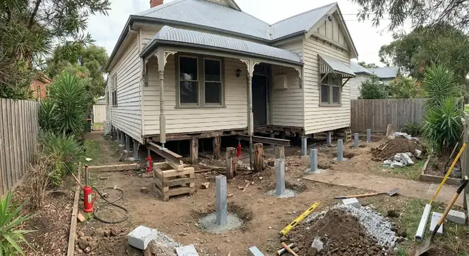 Replacement timber bearers and joists installed above new stumps
