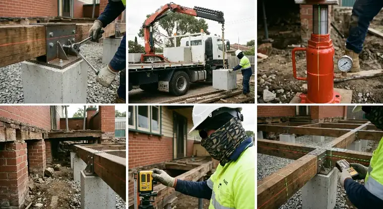 Excavation alongside a house footing during foundation repair work